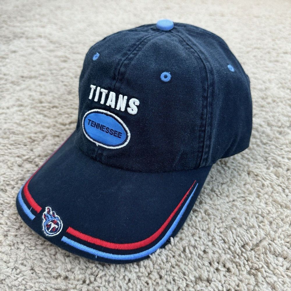 Tennessee Titans Hat Vtg Logo Athletic Strapback Blue Blocked Letter Oval Patch